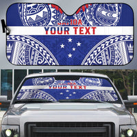Personalised Toa Samoa Rugby Spirit Auto Sun Shade Blue Samoan Tribal Pattern - Polynesian Pride