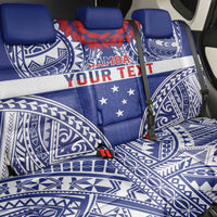 Personalised Toa Samoa Rugby Spirit Back Car Seat Cover Blue Samoan Tribal Pattern - Polynesian Pride