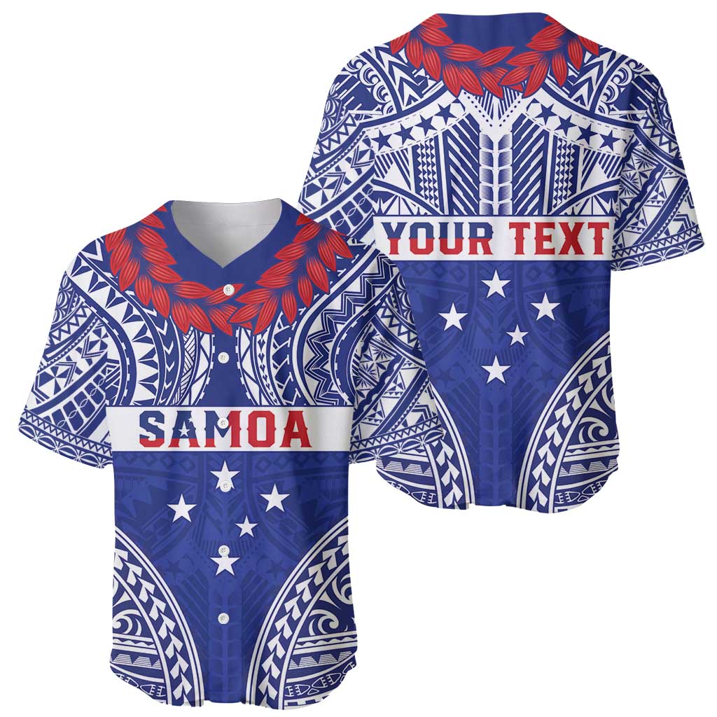 Personalised Toa Samoa Rugby Spirit Baseball Jersey Blue Samoan Tribal Pattern - Polynesian Pride