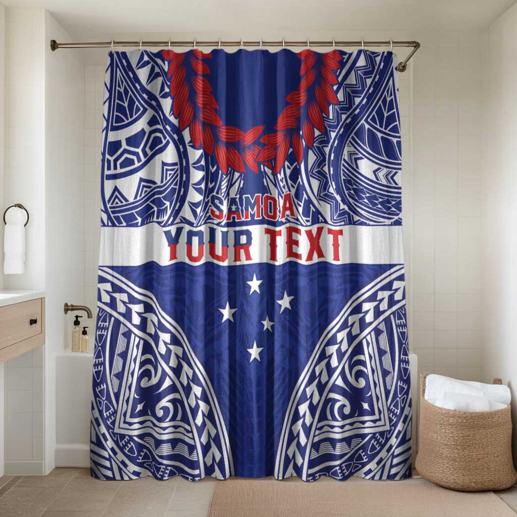 Personalised Toa Samoa Rugby Spirit Bathroom Set Blue Samoan Tribal Pattern - Polynesian Pride