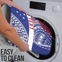 Personalised Toa Samoa Rugby Spirit Bathroom Set Blue Samoan Tribal Pattern - Polynesian Pride