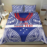 Personalised Toa Samoa Rugby Spirit Bedding Set Blue Samoan Tribal Pattern - Polynesian Pride