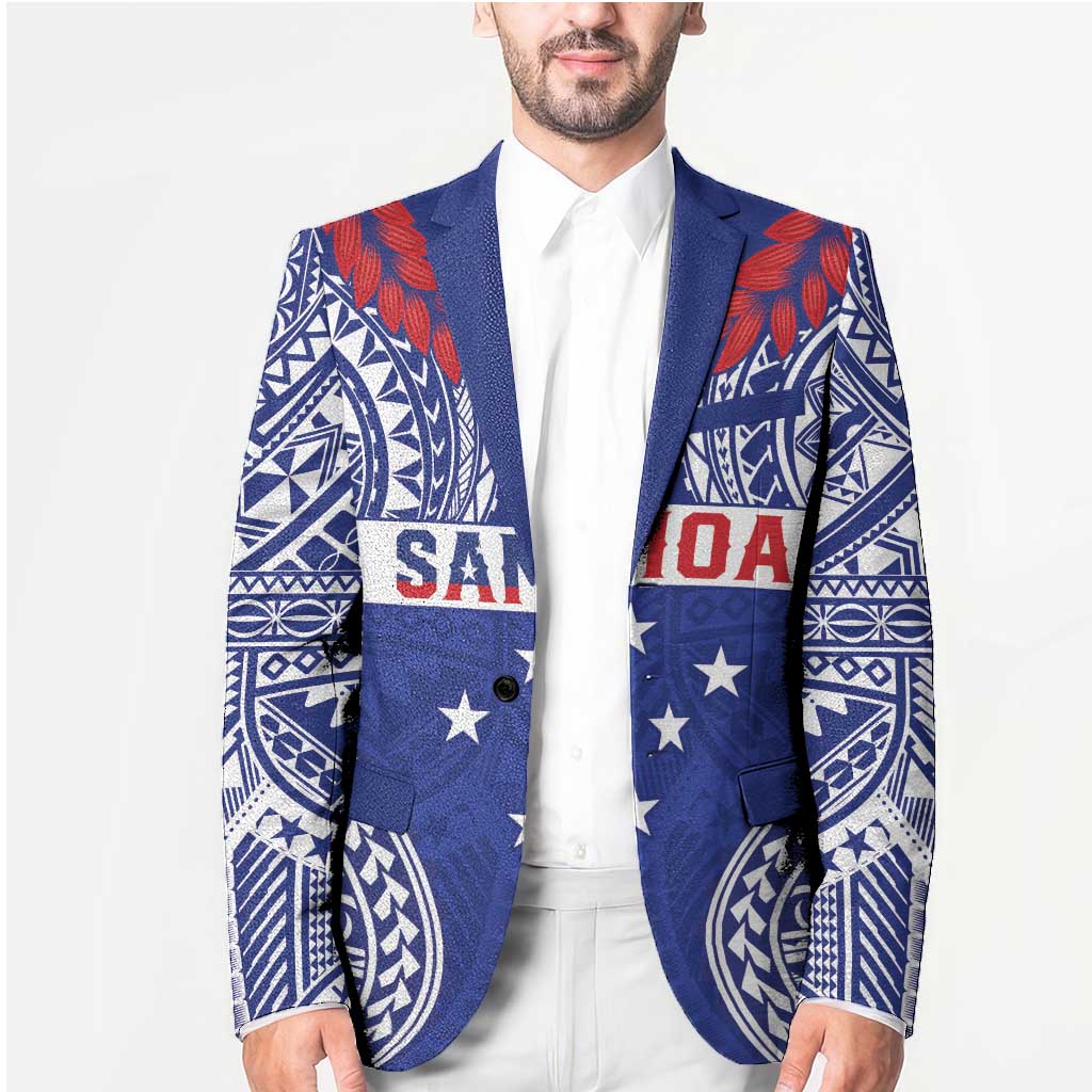 Personalised Toa Samoa Rugby Spirit Blazer Blue Samoan Tribal Pattern - Polynesian Pride