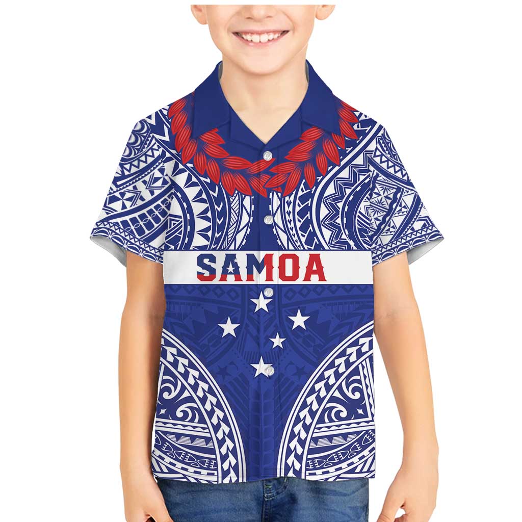 Personalised Toa Samoa Rugby Spirit Family Matching Mermaid Dress and Hawaiian Shirt Blue Samoan Tribal Pattern - Polynesian Pride