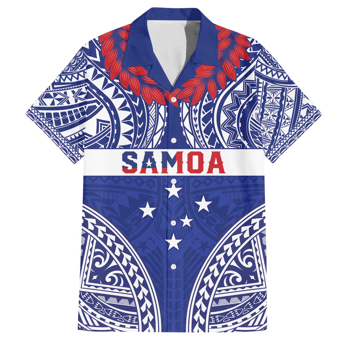 Personalised Toa Samoa Rugby Spirit Family Matching Off The Shoulder Long Sleeve Dress and Hawaiian Shirt Blue Samoan Tribal Pattern - Polynesian Pride