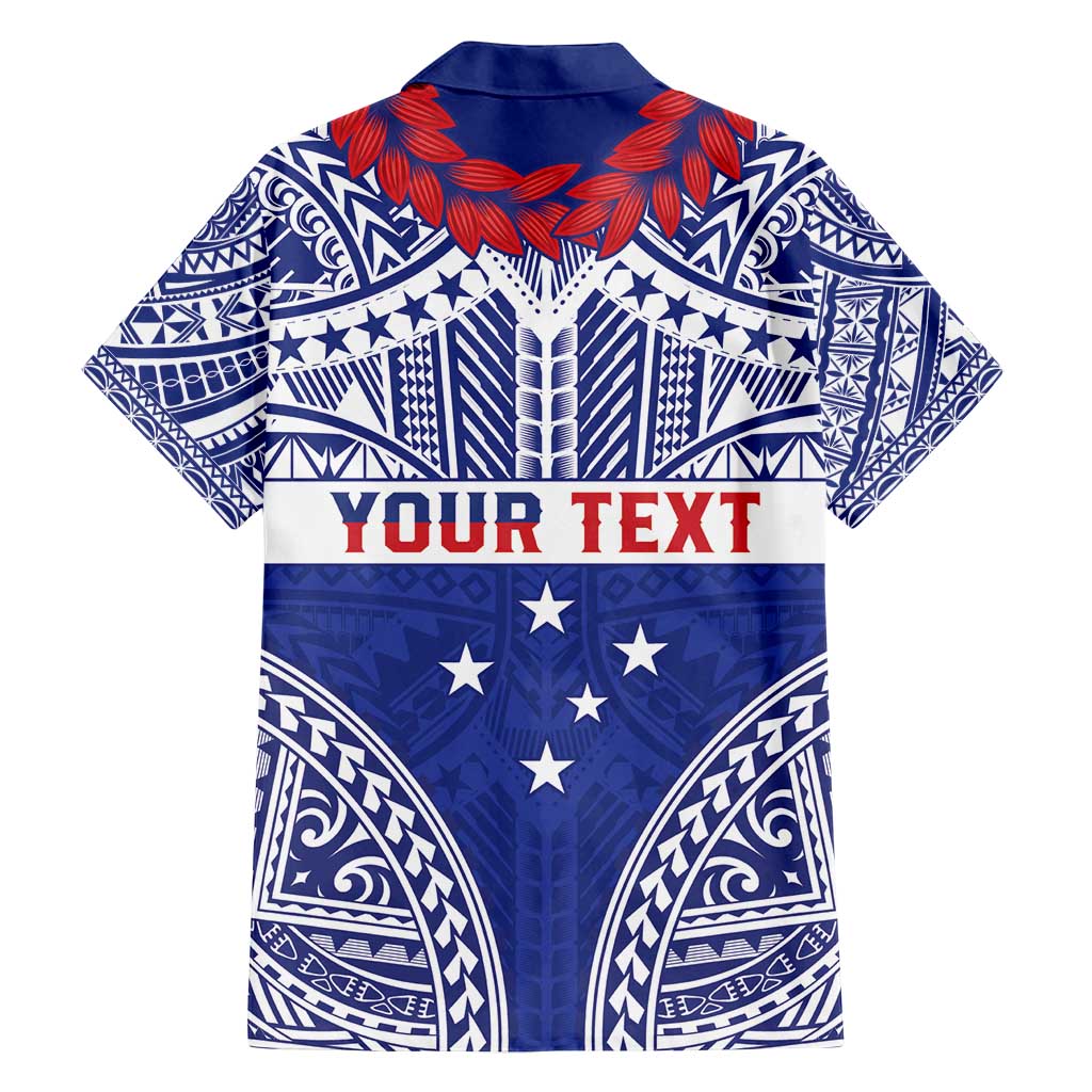 Personalised Toa Samoa Rugby Spirit Family Matching Off Shoulder Short Dress and Hawaiian Shirt Blue Samoan Tribal Pattern - Polynesian Pride