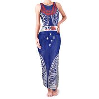 Personalised Toa Samoa Rugby Spirit Family Matching Tank Maxi Dress and Hawaiian Shirt Blue Samoan Tribal Pattern - Polynesian Pride