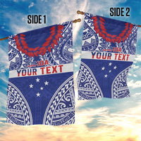Personalised Toa Samoa Rugby Spirit Garden Flag Blue Samoan Tribal Pattern - Polynesian Pride