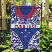 Personalised Toa Samoa Rugby Spirit Garden Flag Blue Samoan Tribal Pattern - Polynesian Pride