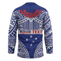 Personalised Toa Samoa Rugby Spirit Hockey Jersey Blue Samoan Tribal Pattern - Polynesian Pride