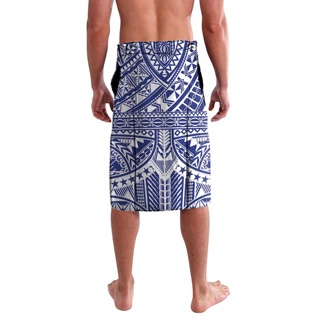 Personalised Toa Samoa Rugby Spirit Lavalava Blue Samoan Tribal Pattern - Polynesian Pride