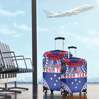 Personalised Toa Samoa Rugby Spirit Luggage Cover Blue Samoan Tribal Pattern - Polynesian Pride