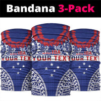 Personalised Toa Samoa Rugby Spirit Neck Gaiter Blue Samoan Tribal Pattern - Polynesian Pride