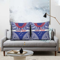 Personalised Toa Samoa Rugby Spirit Pillow Cover Blue Samoan Tribal Pattern - Polynesian Pride