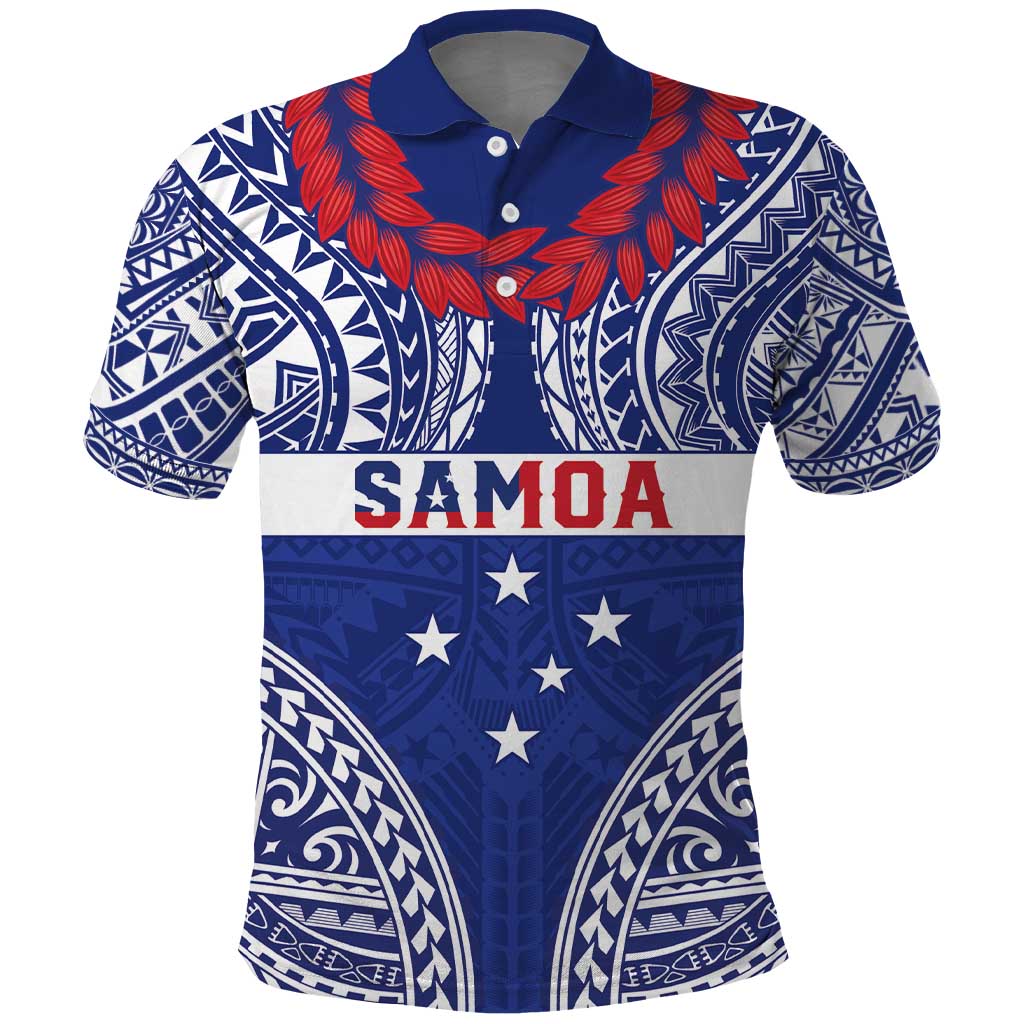 Personalised Toa Samoa Rugby Spirit Polo Shirt Blue Samoan Tribal Pattern - Polynesian Pride