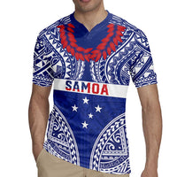 Personalised Toa Samoa Rugby Spirit Rugby Jersey Blue Samoan Tribal Pattern - Polynesian Pride