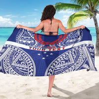 Personalised Toa Samoa Rugby Spirit Sarong Blue Samoan Tribal Pattern - Polynesian Pride