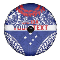 Personalised Toa Samoa Rugby Spirit Spare Tire Cover Blue Samoan Tribal Pattern - Polynesian Pride