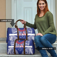 Personalised Toa Samoa Rugby Spirit Travel Bag Blue Samoan Tribal Pattern - Polynesian Pride