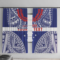 Personalised Toa Samoa Rugby Spirit Window Curtain Blue Samoan Tribal Pattern - Polynesian Pride