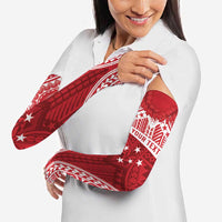 Personalised Toa Samoa Rugby Spirit Arm Sleeves Red Samoan Tribal Pattern - Polynesian Pride