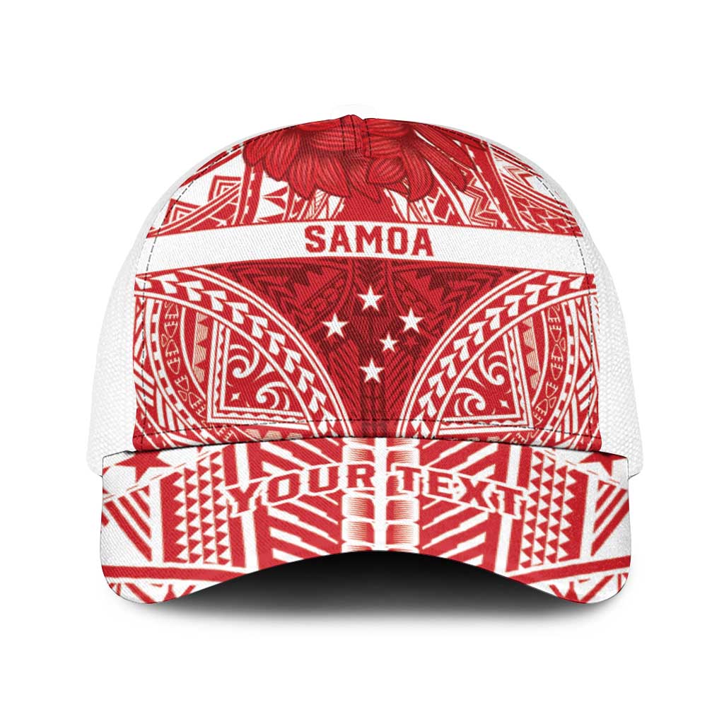 Personalised Toa Samoa Rugby Spirit Baseball Net Cap Red Samoan Tribal Pattern - Polynesian Pride