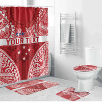 Personalised Toa Samoa Rugby Spirit Bathroom Set Red Samoan Tribal Pattern - Polynesian Pride