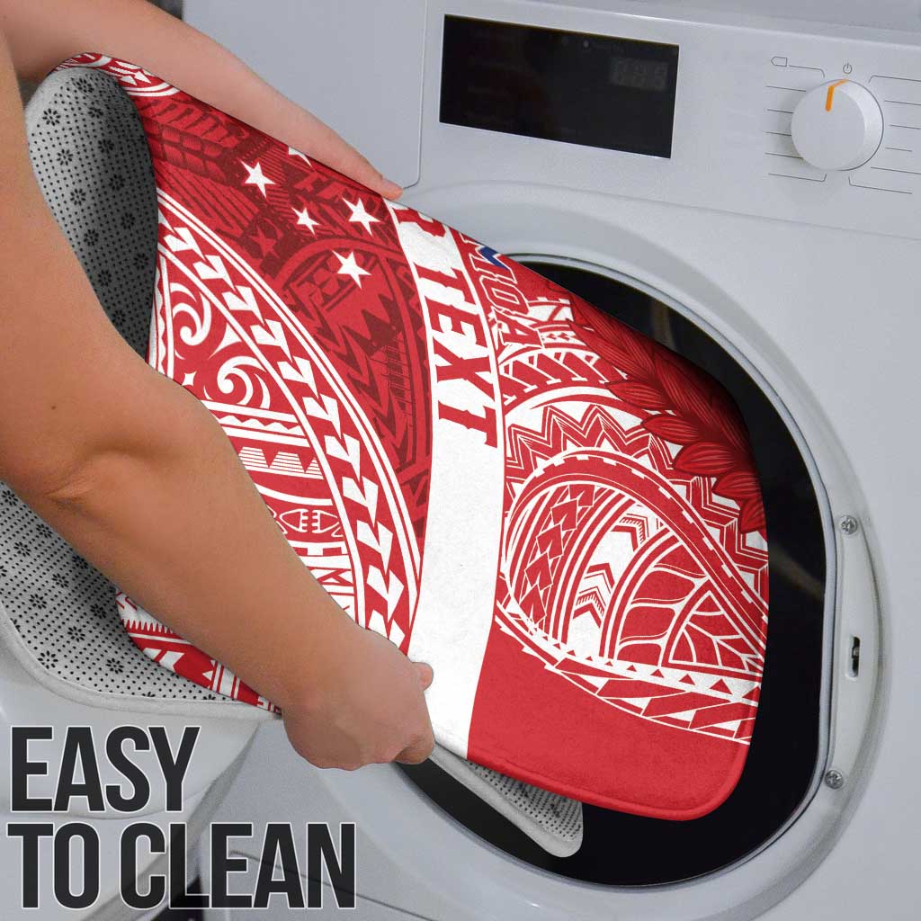 Personalised Toa Samoa Rugby Spirit Bathroom Set Red Samoan Tribal Pattern - Polynesian Pride