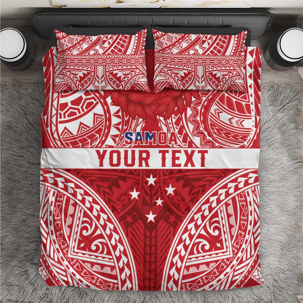Personalised Toa Samoa Rugby Spirit Bedding Set Red Samoan Tribal Pattern - Polynesian Pride