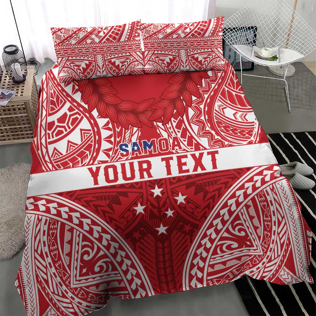 Personalised Toa Samoa Rugby Spirit Bedding Set Red Samoan Tribal Pattern - Polynesian Pride