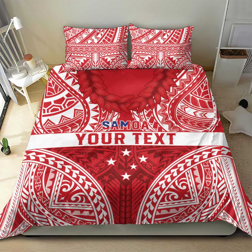 Personalised Toa Samoa Rugby Spirit Bedding Set Red Samoan Tribal Pattern - Polynesian Pride