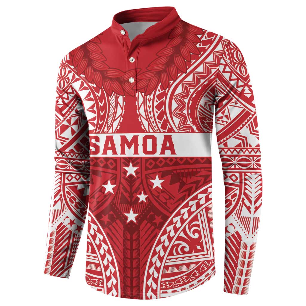 Personalised Toa Samoa Rugby Spirit Button Sweatshirt Red Samoan Tribal Pattern - Polynesian Pride