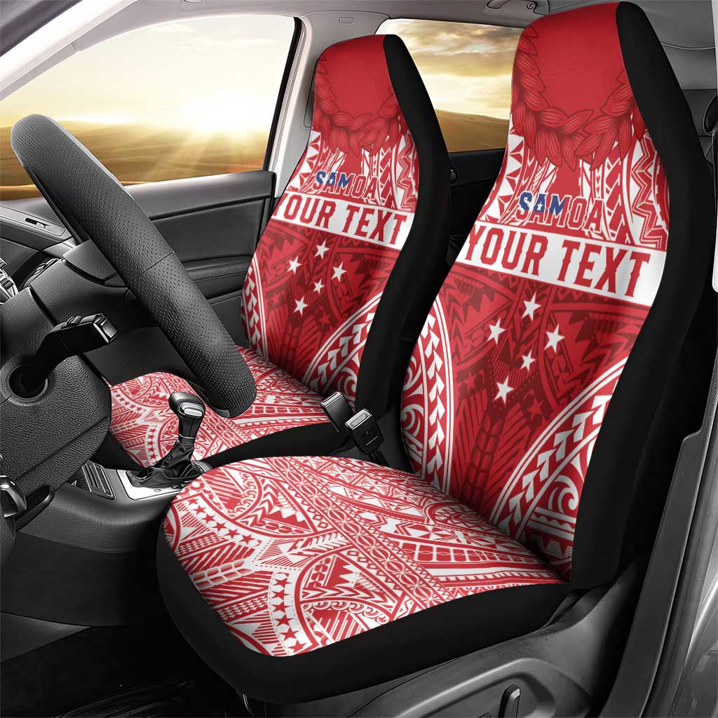 Personalised Toa Samoa Rugby Spirit Car Seat Cover Red Samoan Tribal Pattern - Polynesian Pride