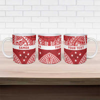 Personalised Toa Samoa Rugby Spirit Ceramic Mug Red Samoan Tribal Pattern - Polynesian Pride
