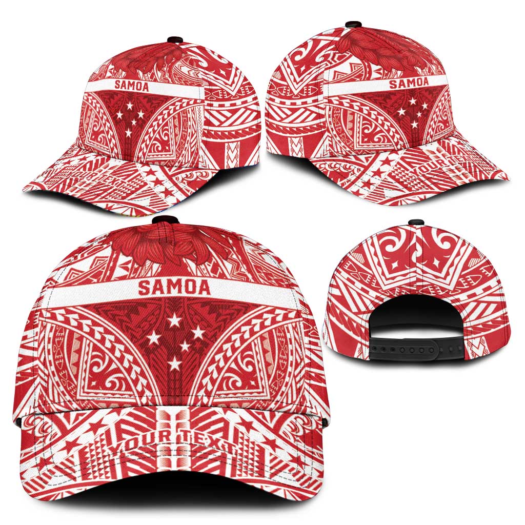 Personalised Toa Samoa Rugby Spirit Classic Cap Red Samoan Tribal Pattern - Polynesian Pride