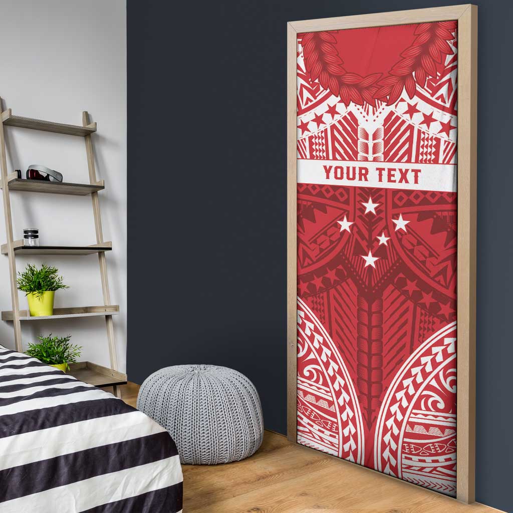 Personalised Toa Samoa Rugby Spirit Door Cover Red Samoan Tribal Pattern - Polynesian Pride