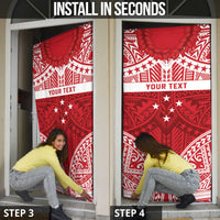Personalised Toa Samoa Rugby Spirit Door Cover Red Samoan Tribal Pattern - Polynesian Pride