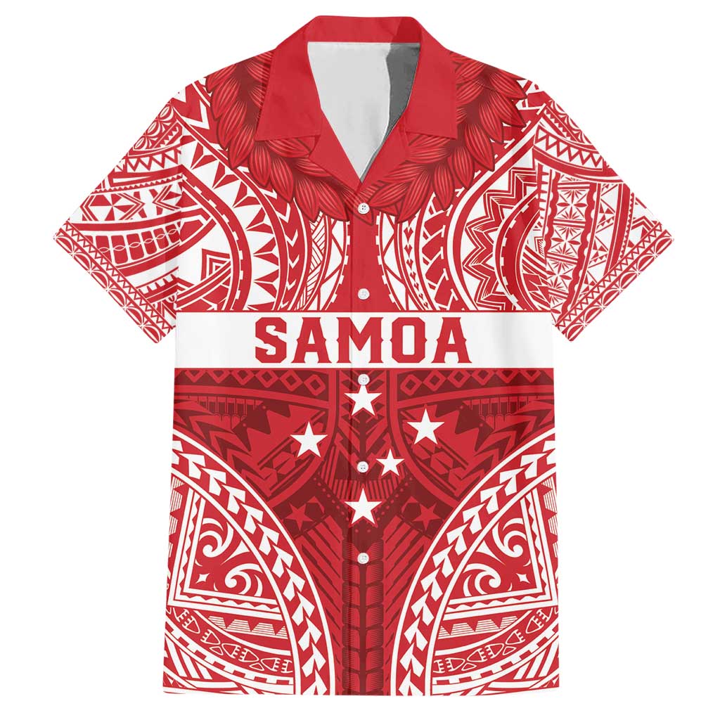 Personalised Toa Samoa Rugby Spirit Family Matching Short Sleeve Bodycon Dress and Hawaiian Shirt Red Samoan Tribal Pattern - Polynesian Pride