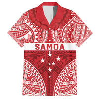 Personalised Toa Samoa Rugby Spirit Family Matching Short Sleeve Bodycon Dress and Hawaiian Shirt Red Samoan Tribal Pattern - Polynesian Pride