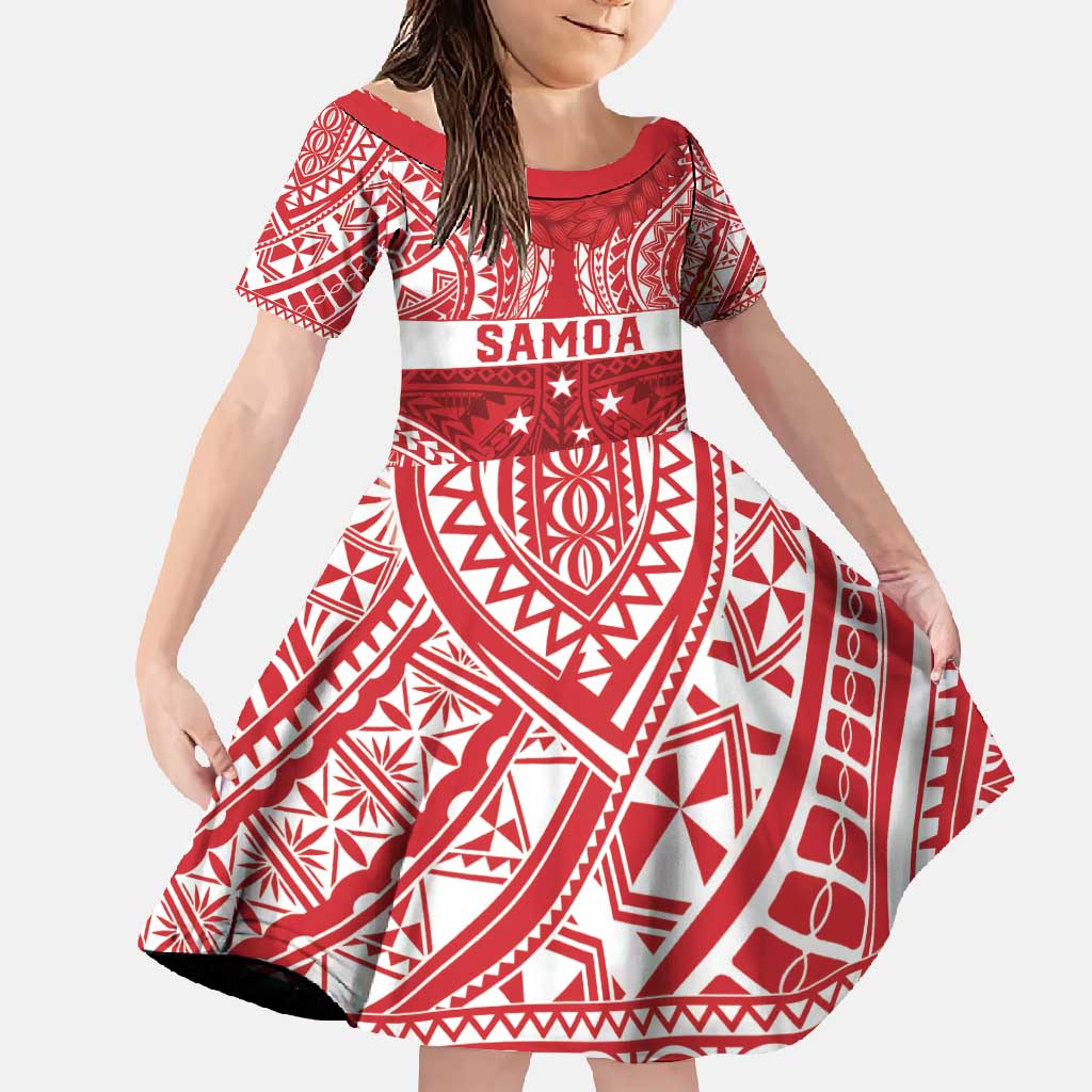 Personalised Toa Samoa Rugby Spirit Family Matching Tank Maxi Dress and Hawaiian Shirt Red Samoan Tribal Pattern - Polynesian Pride