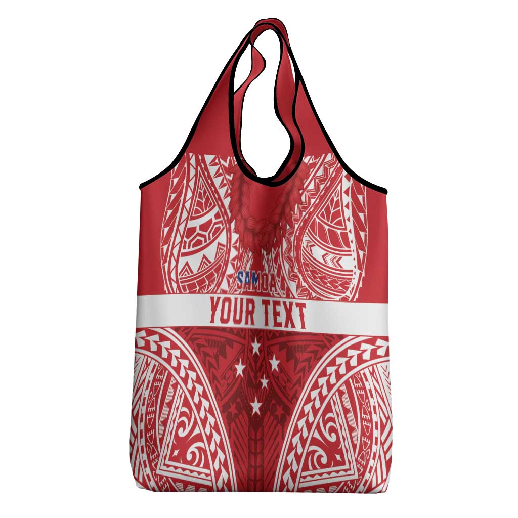 Personalised Toa Samoa Rugby Spirit Grocery Bag Red Samoan Tribal Pattern - Polynesian Pride