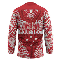 Personalised Toa Samoa Rugby Spirit Hockey Jersey Red Samoan Tribal Pattern - Polynesian Pride