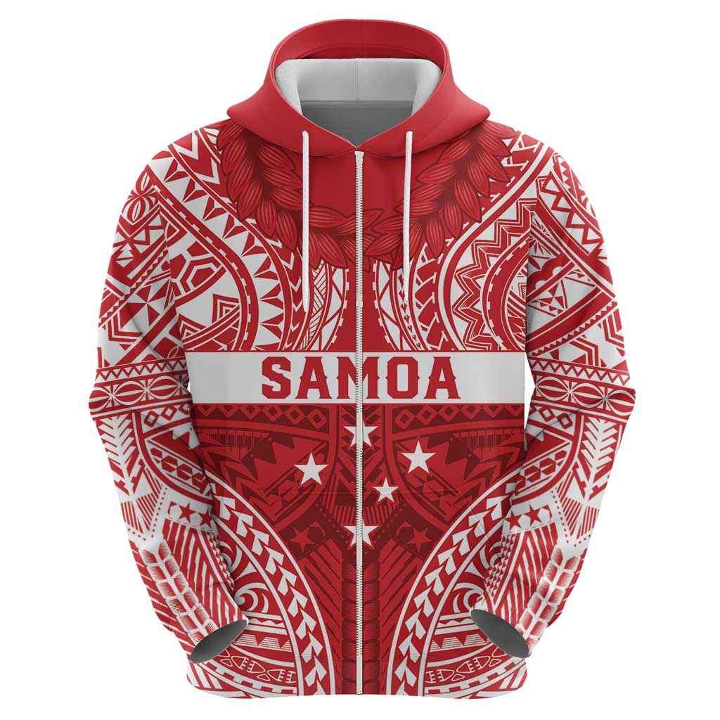 Personalised Toa Samoa Rugby Spirit Hoodie Red Samoan Tribal Pattern - Polynesian Pride