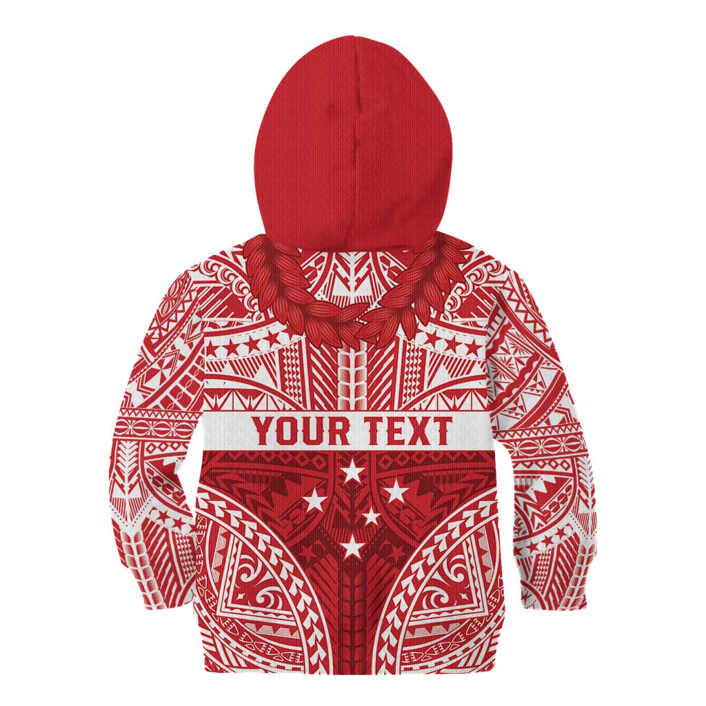 Personalised Toa Samoa Rugby Spirit Kid Hoodie Red Samoan Tribal Pattern - Polynesian Pride