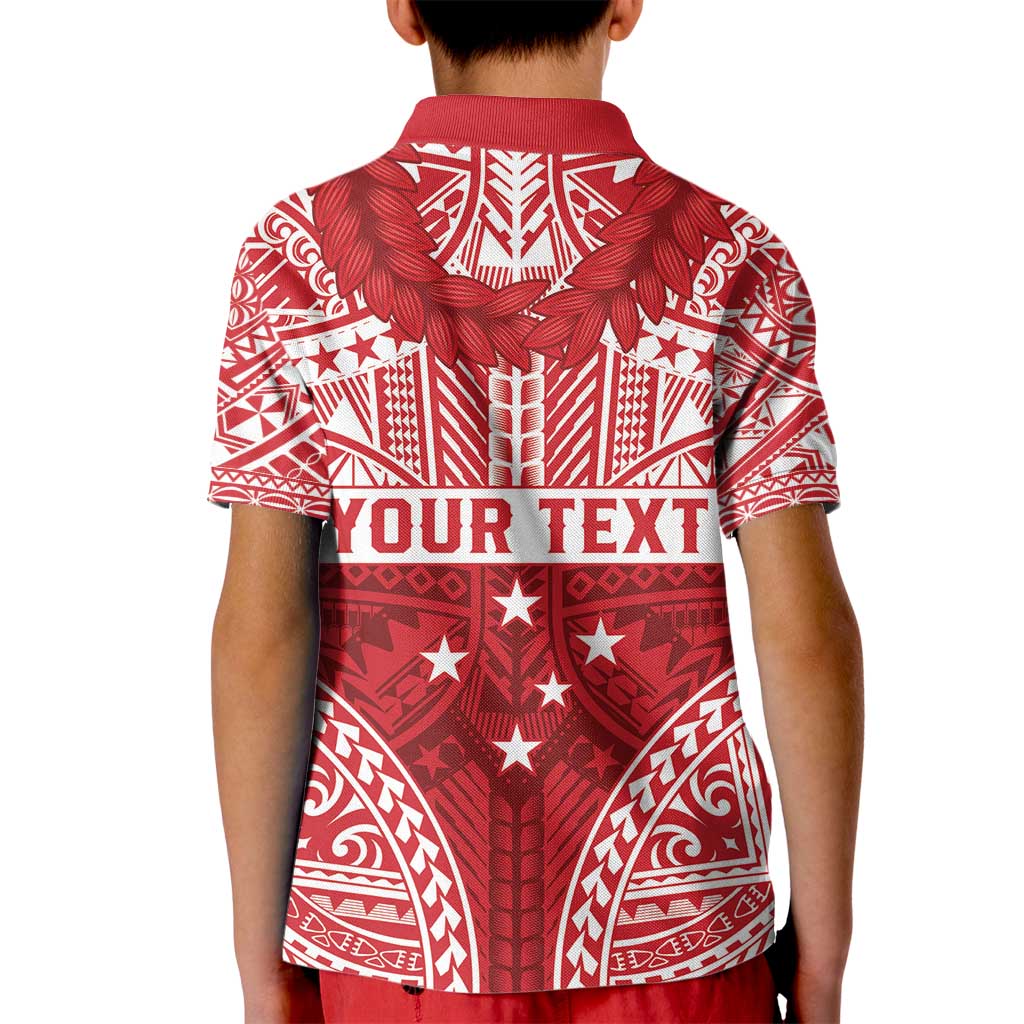 Personalised Toa Samoa Rugby Spirit Kid Polo Shirt Red Samoan Tribal Pattern - Polynesian Pride