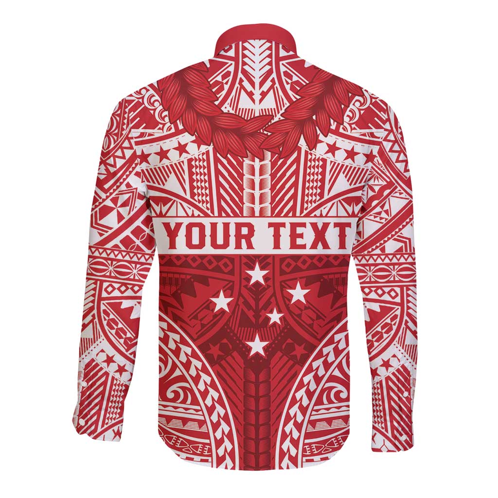 Personalised Toa Samoa Rugby Spirit Long Sleeve Button Shirt Red Samoan Tribal Pattern - Polynesian Pride