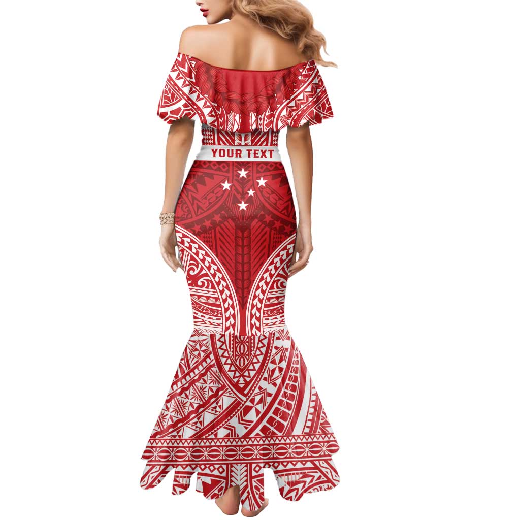Personalised Toa Samoa Rugby Spirit Mermaid Dress Red Samoan Tribal Pattern - Polynesian Pride