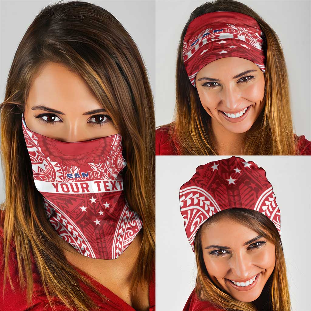 Personalised Toa Samoa Rugby Spirit Neck Gaiter Red Samoan Tribal Pattern - Polynesian Pride