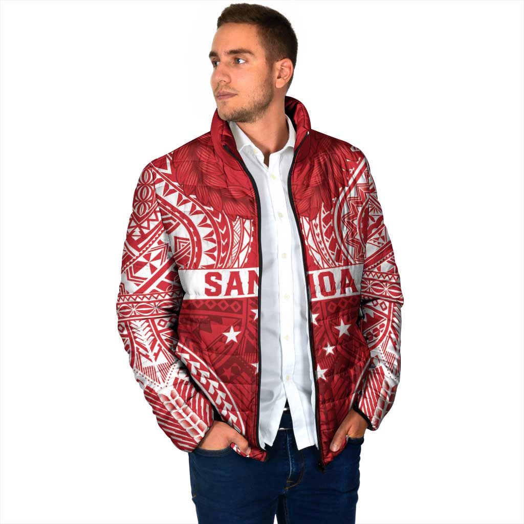 Personalised Toa Samoa Rugby Spirit Padded Jacket Red Samoan Tribal Pattern - Polynesian Pride
