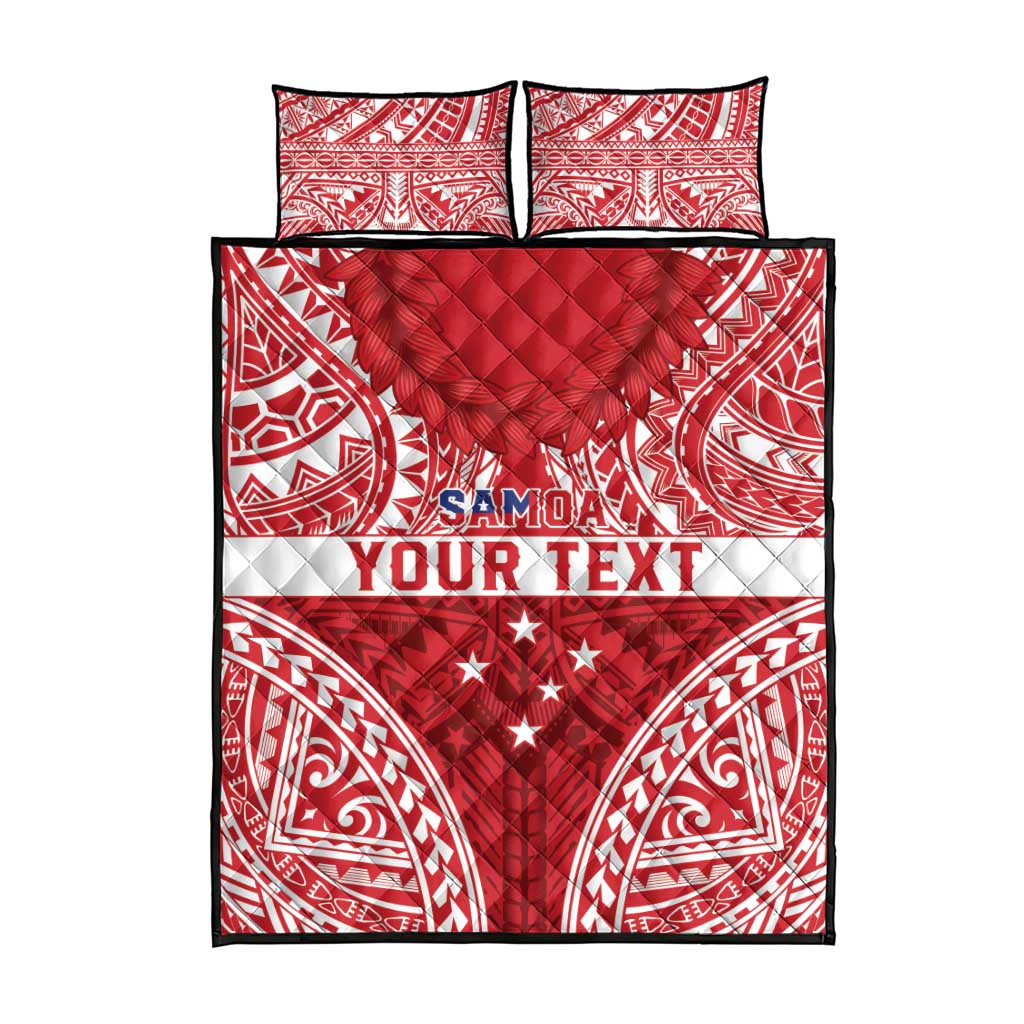 Personalised Toa Samoa Rugby Spirit Quilt Bed Set Red Samoan Tribal Pattern - Polynesian Pride